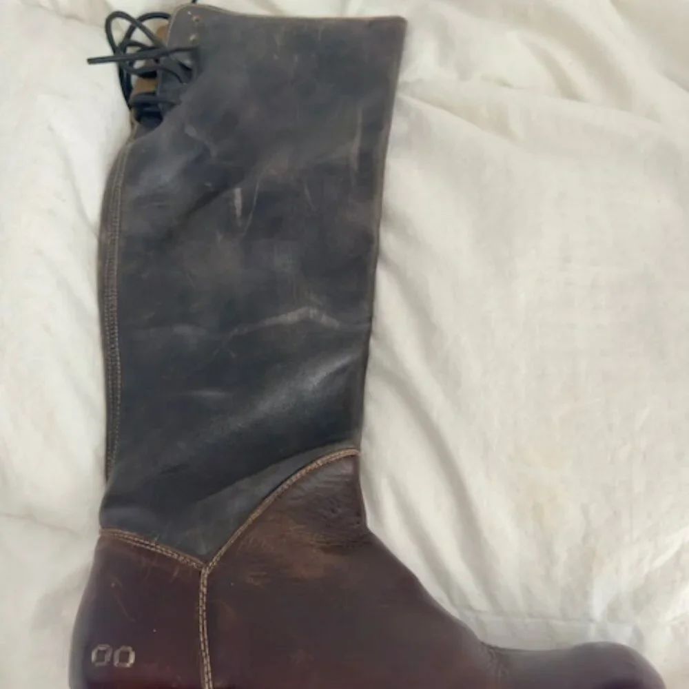 Rare! Bed Stu Manchester Two Tone Knee High Distressed Leather Riding Boots - Picture 9 of 10